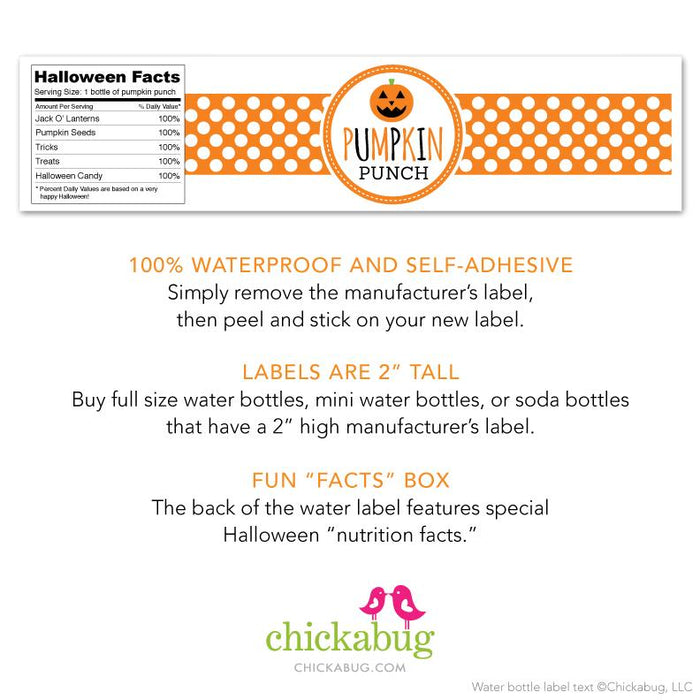 "Pumpkin Punch" Halloween Drink Labels