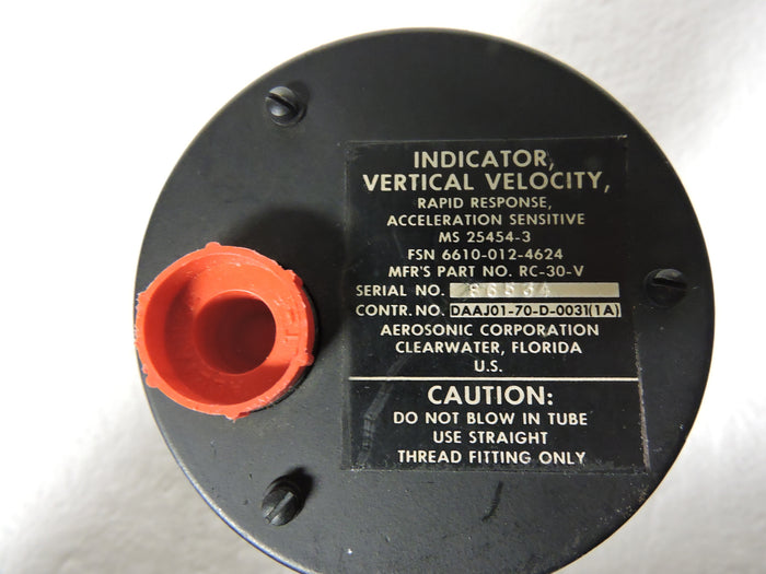 Rate of Climb/Vertical Air Speed Indicator 0-3000 Ft/Min Aerosonic RC-30-V HH-3F
