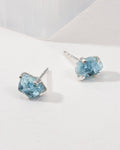 Raw Aquamarine Sterling Silver Post Earrings