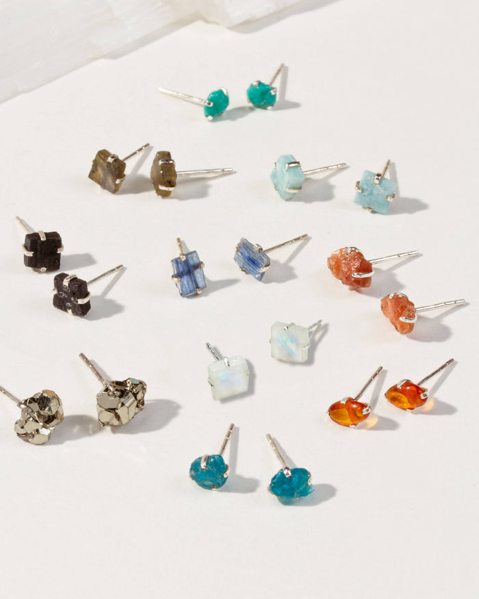 Raw Kyanite Sterling Silver Post Earrings