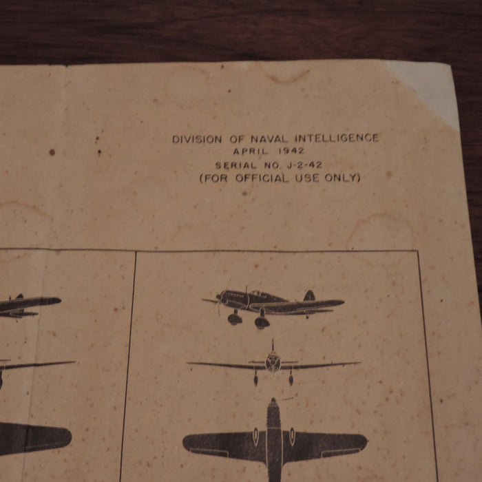 Recognition Poster, Japanese Aircraft, US Navy Intelligence 1942