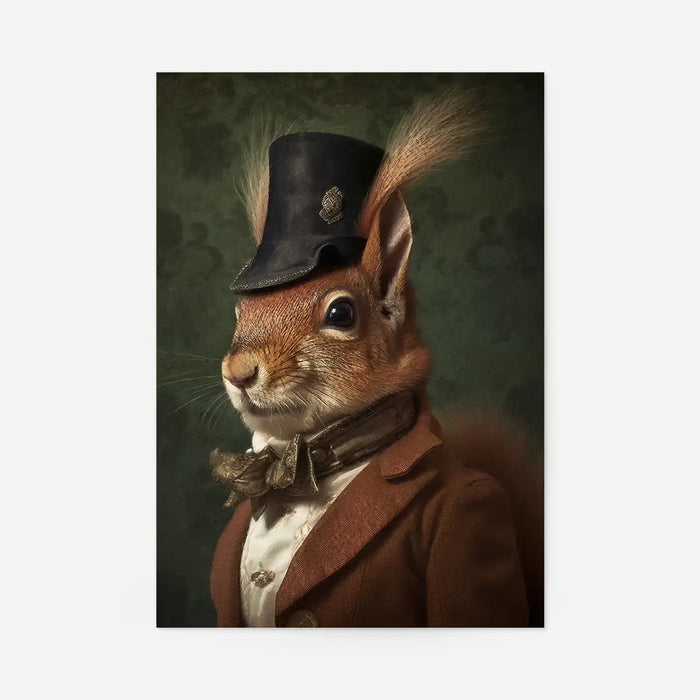 Red Squirrel Gentleman Animal Portrait Print