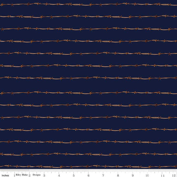 Ride the Range Fence Navy by Riley Blake C12743