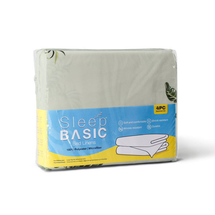 Packaging of the Sleep Basic Bed Linens 4 Piece Flat Sheet Set