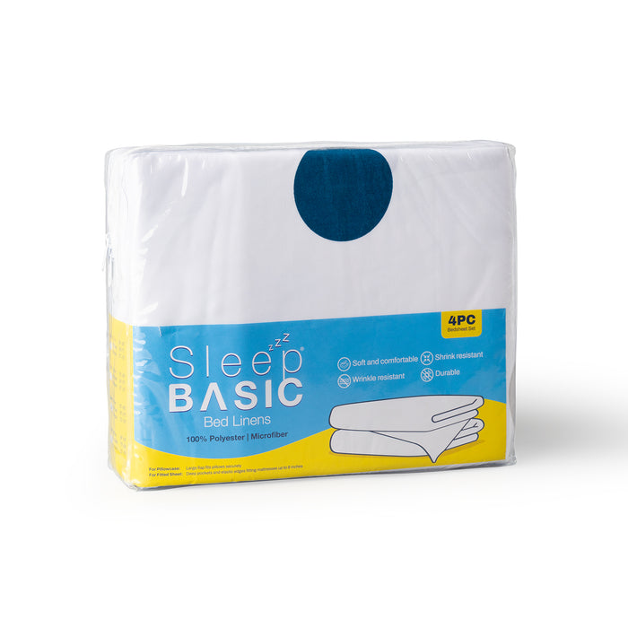 Packaging of the Sleep Basic Bed Linens 4 Piece Flat Sheet Set