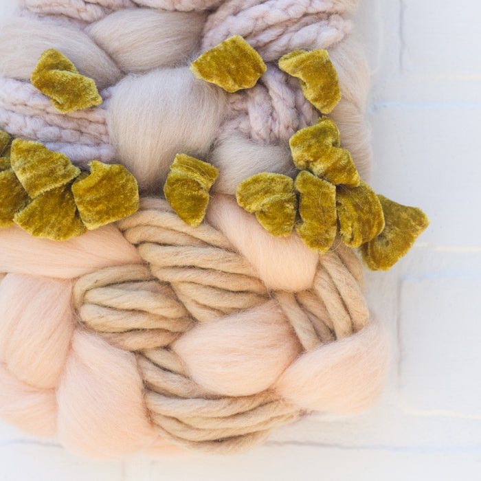Small Woven Wall Hanging | Peach, Blush, Golden Velvet