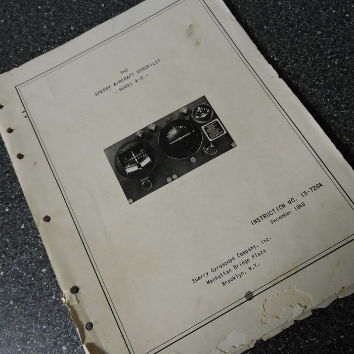 Sperry Aircraft Gyropilot Model A-3 Instruction Manual 1940
