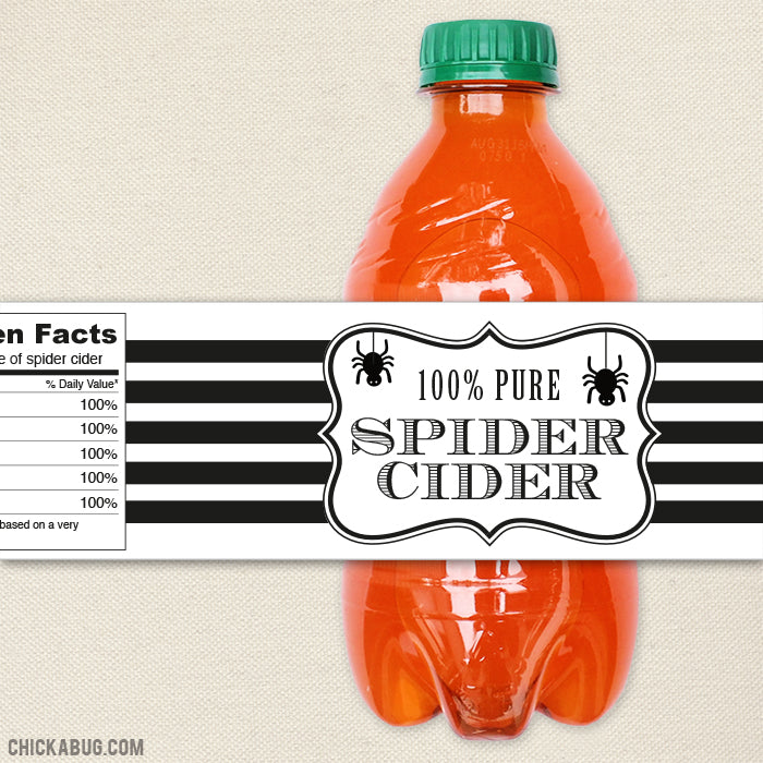 "Spider Cider" Halloween Drink Labels