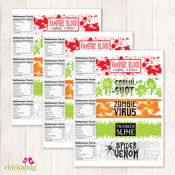 Spooky Halloween Drink Labels - Mixed Set!