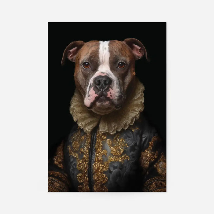 Staffordshire Bull Terrrier Staffy Dog Portrait Print, quirky altered art print, unframed