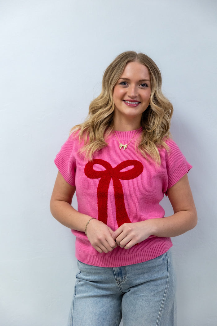 Sweater Josie Boucle Bow Pink