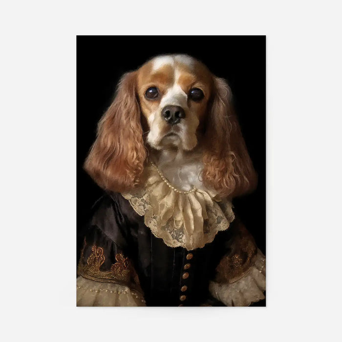 Tan & White Cocker Spaniel Dog Portrait Print, quirky altered art print, unframed