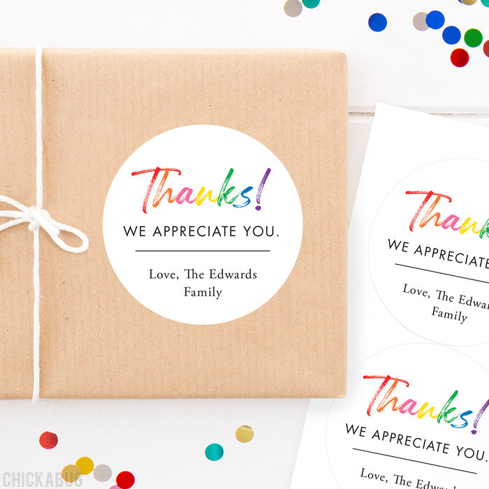 "Thanks! We Appreciate You" Stickers