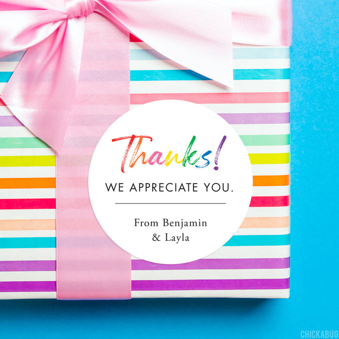 "Thanks! We Appreciate You" Stickers