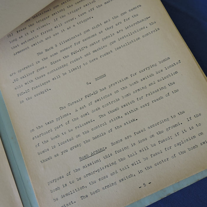 The Pilot's Corsair, Part IV, A Manual for Operating the F4U-1, F3A, & FG