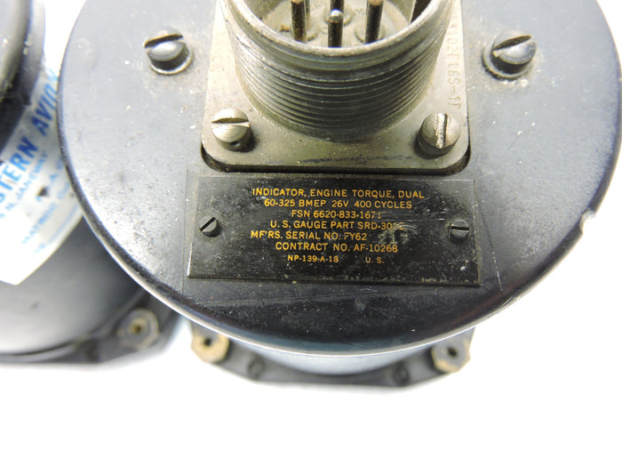 Torque Pressure / BMEP Indicators, Dual Engines 1&2, 3&4, C-121 Lockheed Constellation