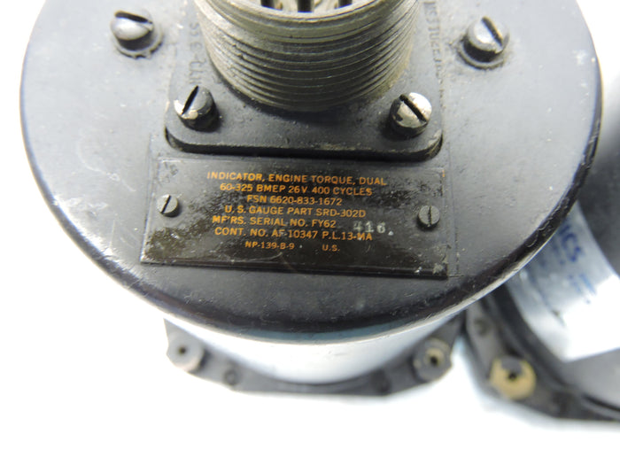Torque Pressure / BMEP Indicators, Dual Engines 1&2, 3&4, C-121 Lockheed Constellation