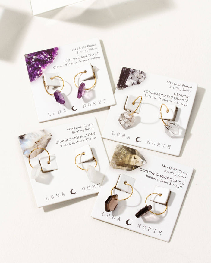 Tourmilated Quartz Geometry Mini Hoop Earrings