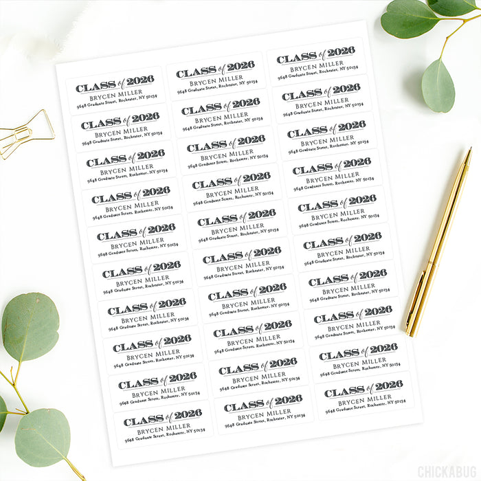 Traditional Class of 2026 Graduation Address Labels