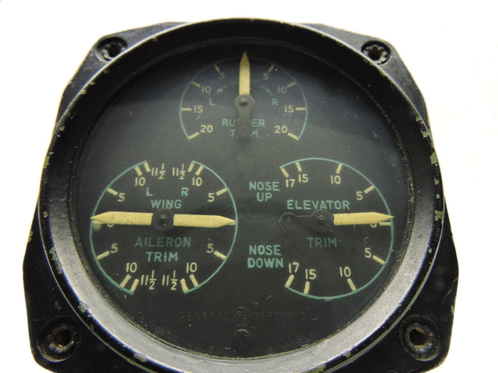 Trim Position Triple Indicator, Rudder, Aileron, Elevator GE DJ-3 Model 8DJ3ECC