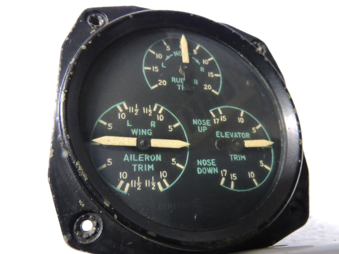 Trim Position Triple Indicator, Rudder, Aileron, Elevator GE DJ-3 Model 8DJ3ECC