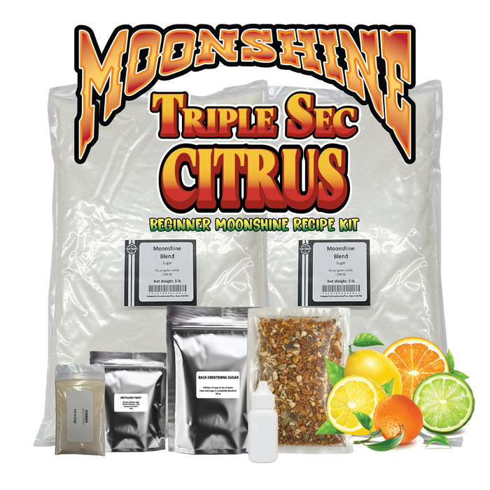 Triple Sec Citrus Moonshine Sugar Wash ingredients and Fermentation Kit