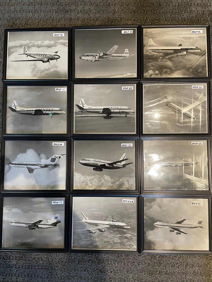 United Airlines Aircraft, Framed 8"x10" Photos, Set of 12