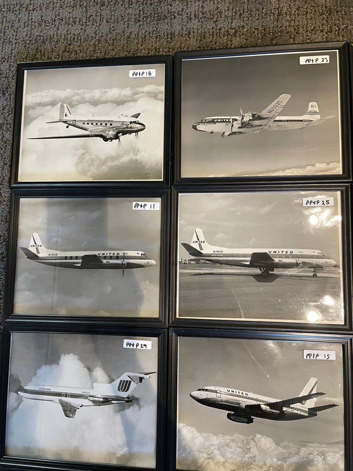 United Airlines Aircraft, Framed 8"x10" Photos, Set of 12