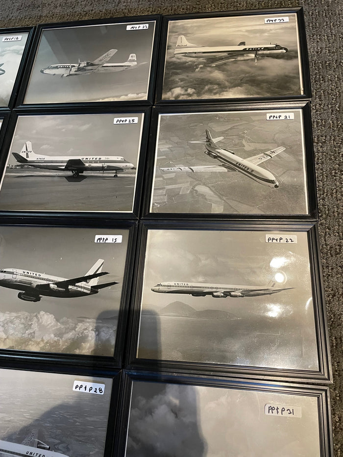 United Airlines Aircraft, Framed 8"x10" Photos, Set of 12