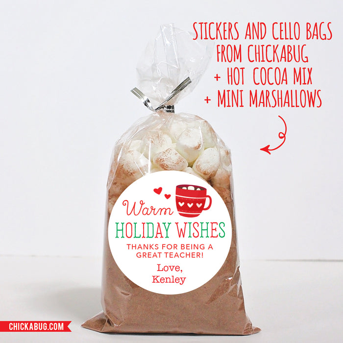 "Warm Holiday Wishes" Teacher Appreciation Stickers