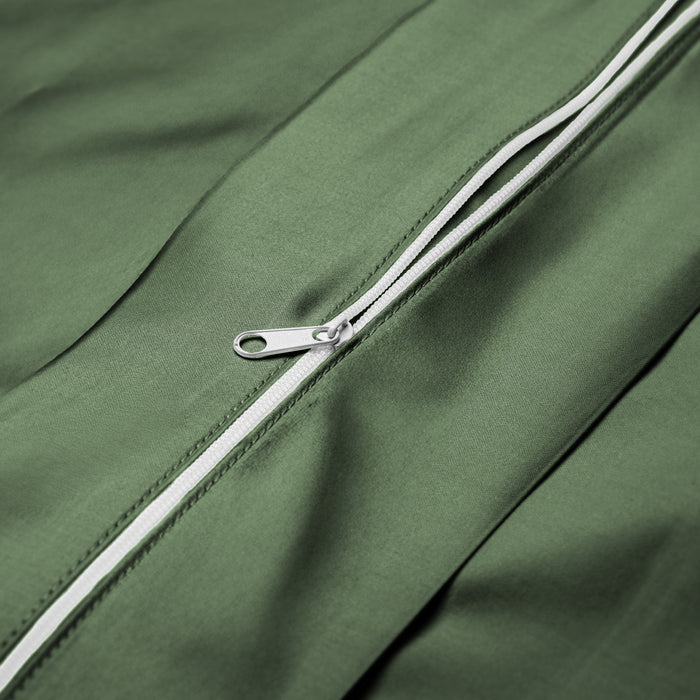 Close-up of the Wink Bed Linens Duvet Cover in green