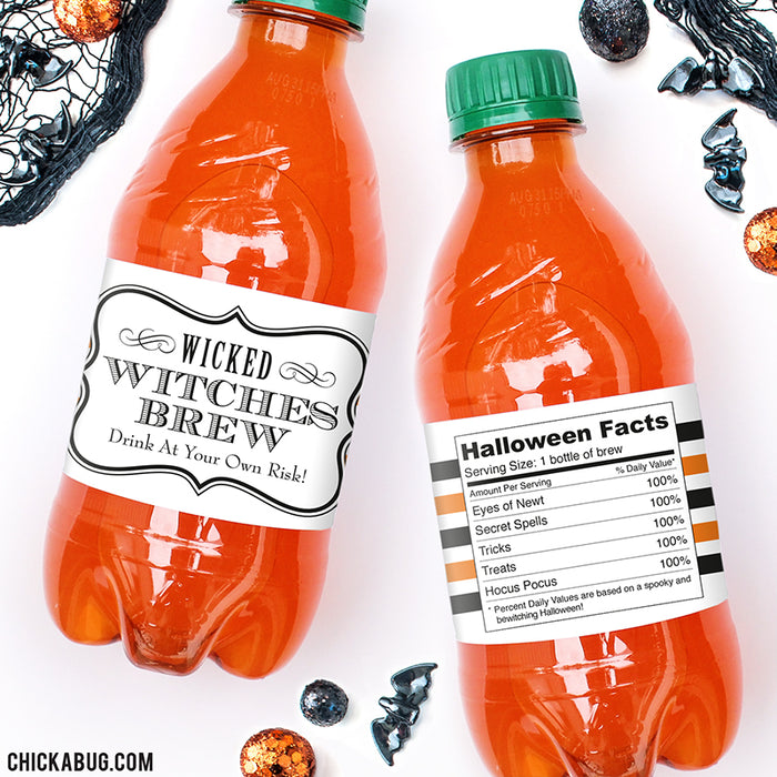"Witches Brew" Halloween Drink Labels