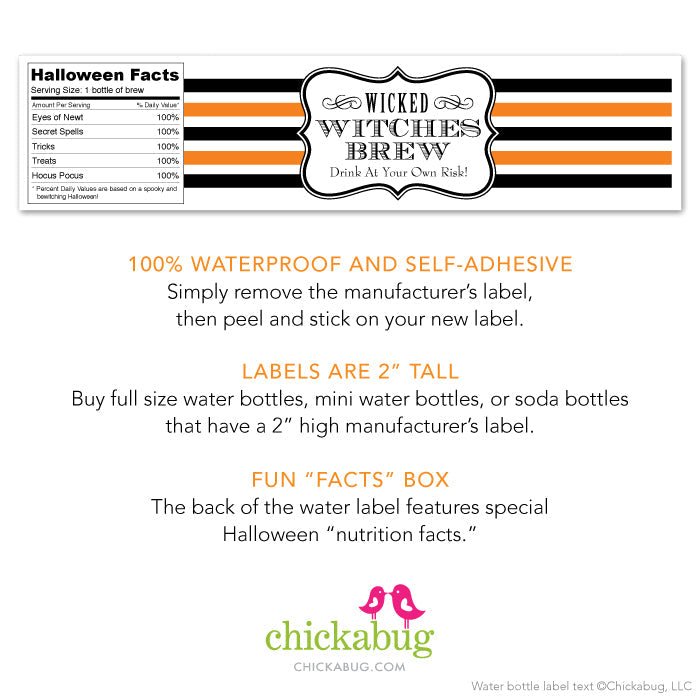 "Witches Brew" Halloween Drink Labels
